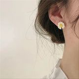 Summer Japanese Style Daisy Clip On Earrings for Women Lady