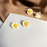 Summer Japanese Style Daisy Clip On Earrings for Women Lady