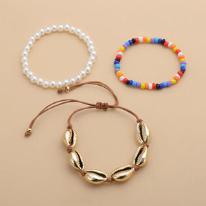 Summer Sea Shell Pearl Bracelets Bohemian Beach Colorful Beads