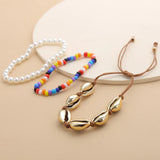 Summer Sea Shell Pearl Bracelets Bohemian Beach Colorful Beads