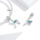 Cocktail Pendant Charm for Snake Bracelet 925 Sterling Silver DIY Jewelry