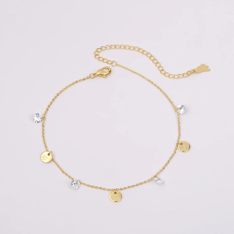 Women's Clover Tassel Ankle Bracelet Zircon Foot Chain