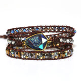 Wrap Bracelets Plating Rhinestone Leather Bracelet Fancy Femme Boho Couples