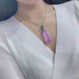Pink Crystal Jade Pendant Necklace 925 Silver Women Jewelry Gift
