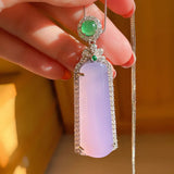 Pink Crystal Jade Pendant Necklace 925 Silver Women Jewelry Gift