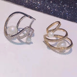 Big Circle Earrings Shell Pearl CZ Wedding Party Clip Earrings
