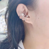 Big Circle Earrings Shell Pearl CZ Wedding Party Clip Earrings