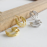 925 Silver Geometric Circle Stud Earrings