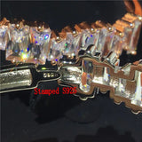 Baguette Cut CZ 925 Silver Charm Bangle for Women