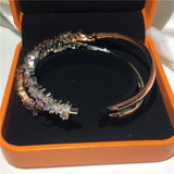 Baguette Cut CZ 925 Silver Charm Bangle for Women