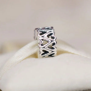 925 Sterling Silver Heart Spacer Charms for Bracelets DIY