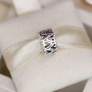 925 Sterling Silver Heart Spacer Charms for Bracelets DIY