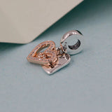 925 Sterling Silver Freehand Heart Dangle Charm for Bracelets DIY Jewelry