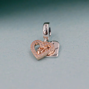 925 Sterling Silver Freehand Heart Dangle Charm for Bracelets DIY Jewelry