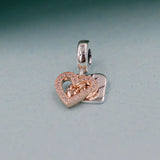 925 Sterling Silver Freehand Heart Dangle Charm for Bracelets DIY Jewelry
