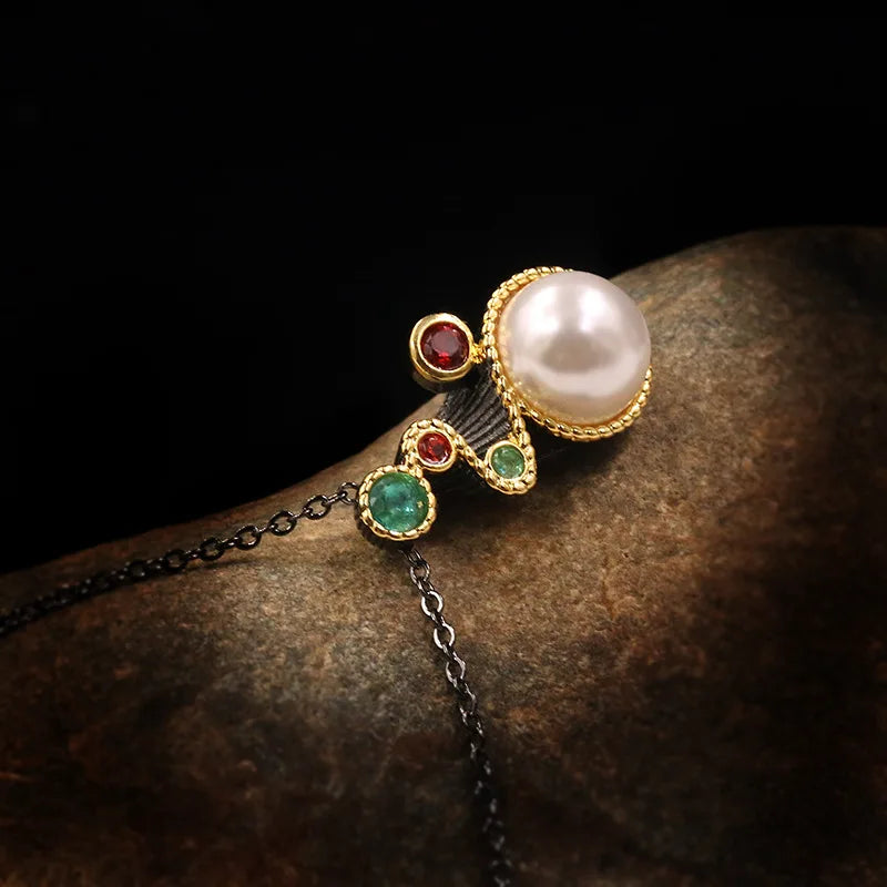 Baroque Pearls 925 Silver Pendant Necklace for Women Choker Chain