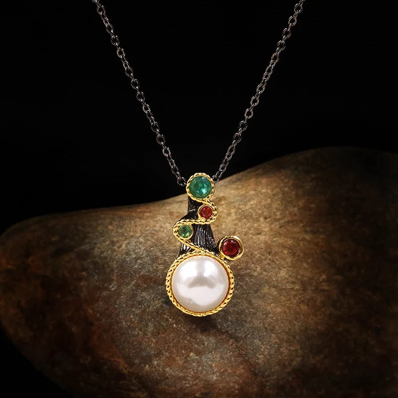 Baroque Pearls 925 Silver Pendant Necklace for Women Choker Chain