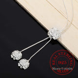 Vintage 925 Sterling Silver 3 Rose Flower Charm Pendant Necklace