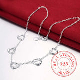 Vintage 925 Sterling Silver Love Heart Charm Pendant Necklace for Women