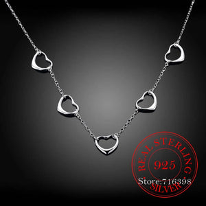 Vintage 925 Sterling Silver Love Heart Charm Pendant Necklace for Women