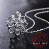 Vintage Crystal Flower Statement Pendant Necklace 925 Sterling Silver Jewelry