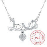Vintage Bijoux Crystal Love Heart Pendant Necklace 925 Sterling Silver