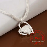 Vintage Love Heart Chain Pendant Necklace 925 Sterling Silver