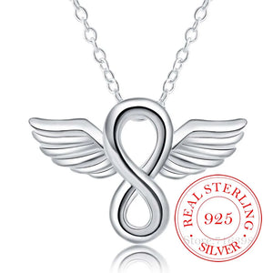 Vintage Angel Wing Pendant Necklace 925 Sterling Silver Jewelry