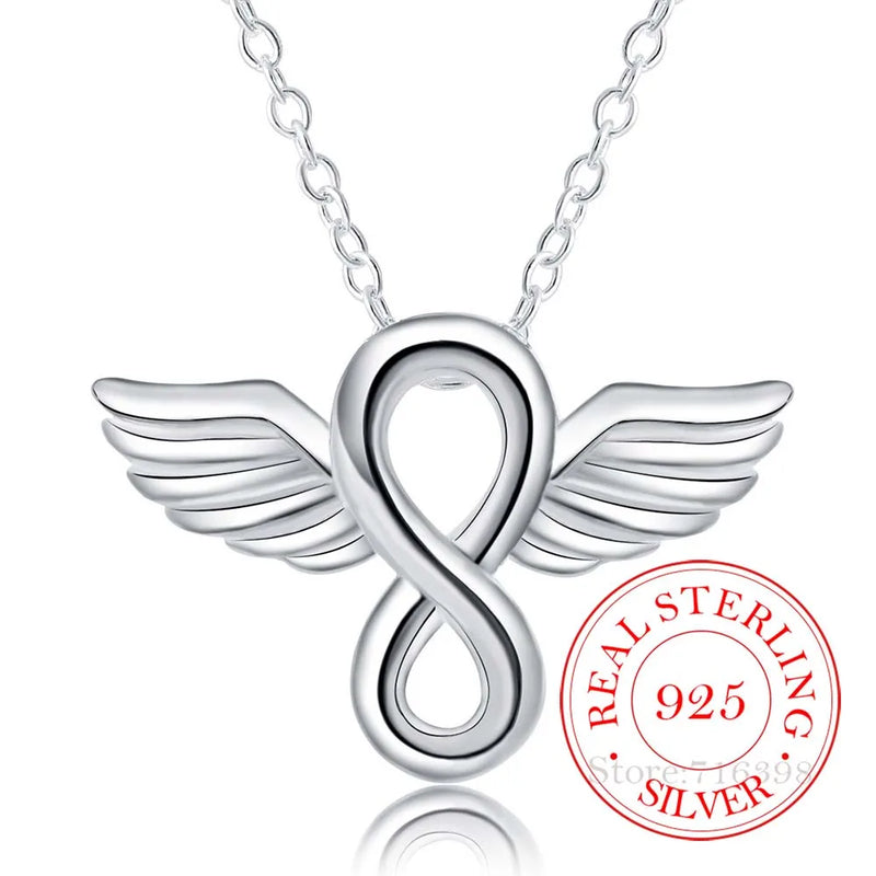 Vintage Angel Wing Pendant Necklace 925 Sterling Silver Jewelry