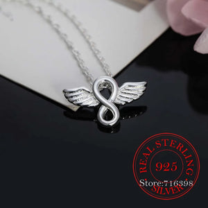 Vintage Angel Wing Pendant Necklace 925 Sterling Silver Jewelry