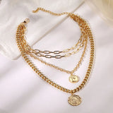 Vintage Coins Head Pendant Necklace for Women
