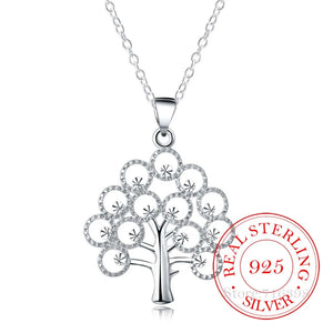 Vintage Crystal Christmas Tree Pendant Necklace 925 Sterling Silver