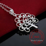 Vintage Crystal Christmas Tree Pendant Necklace 925 Sterling Silver