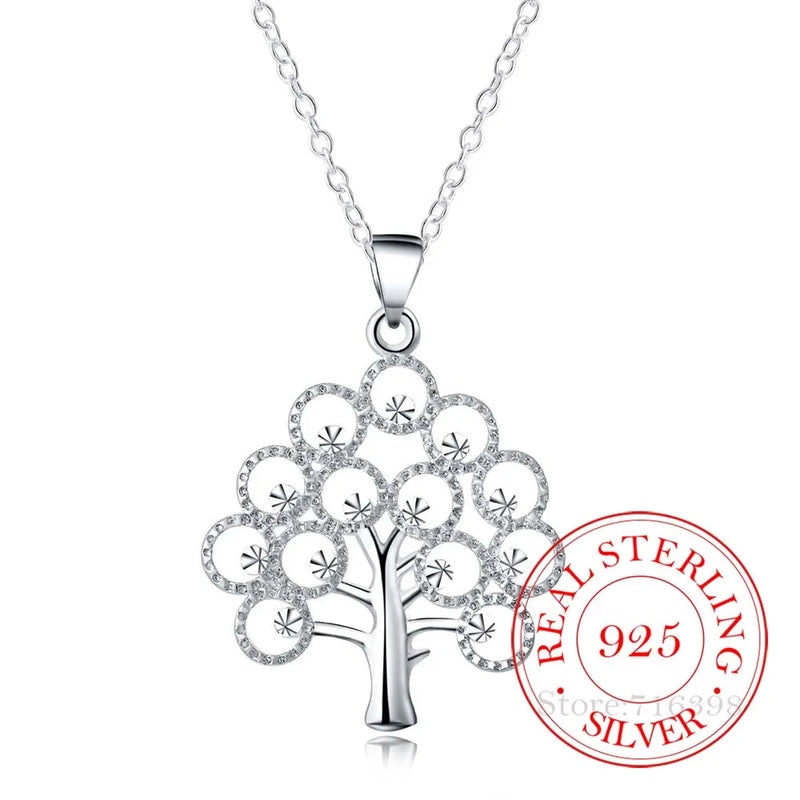 Vintage Crystal Christmas Tree Pendant Necklace 925 Sterling Silver