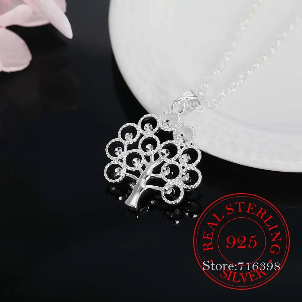 Vintage Crystal Christmas Tree Pendant Necklace 925 Sterling Silver