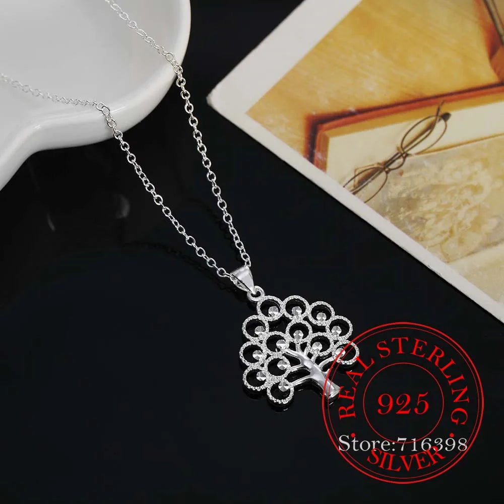 Vintage Crystal Christmas Tree Pendant Necklace 925 Sterling Silver