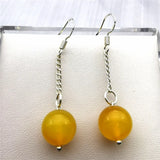 Vintage Yellow Jade Earrings Natural Gems Drop Earrings Ladies Wedding Jewelry
