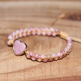 Vintage Stone Wrap Bracelets with Heart Charm Boho Friendship Bracelet