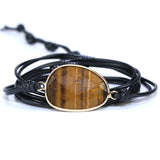 Wax Rope Wrap Bracelet Natural Stone Tiger Eye Charm Friendship Bracelet