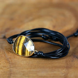 Wax Rope Wrap Bracelet Natural Stone Tiger Eye Charm Friendship Bracelet