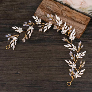 Crystal Pearl Headband tiara Flower Headpiece Hair Vine Women Hair Jewelry