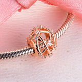 Sterling Silver Rose Star Constellations Charm Fits Europe Bracelet