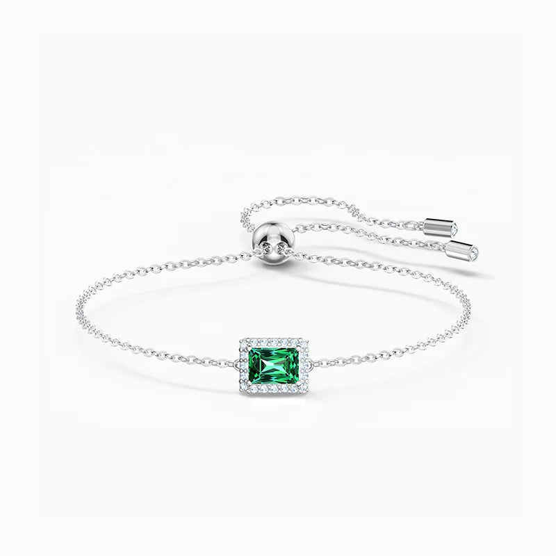 Green Crystal Bracelet with Sliding Closure