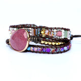Boho Rhinestone Beads Leather Bracelet