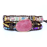 Boho Rhinestone Beads Leather Bracelet