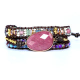 Boho Rhinestone Beads Leather Bracelet