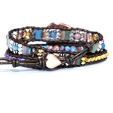 Boho Rhinestone Beads Leather Bracelet