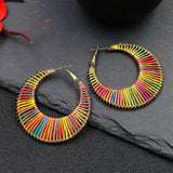 Rainbow Raffia Round Hoop Earring Summer Jewelry