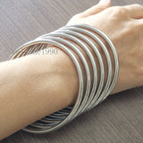 XMAS 6pcs Stainless Steel Wire Cuff Bangle Bracelet Set 4mm