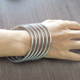 XMAS 6pcs Stainless Steel Wire Cuff Bangle Bracelet Set 4mm